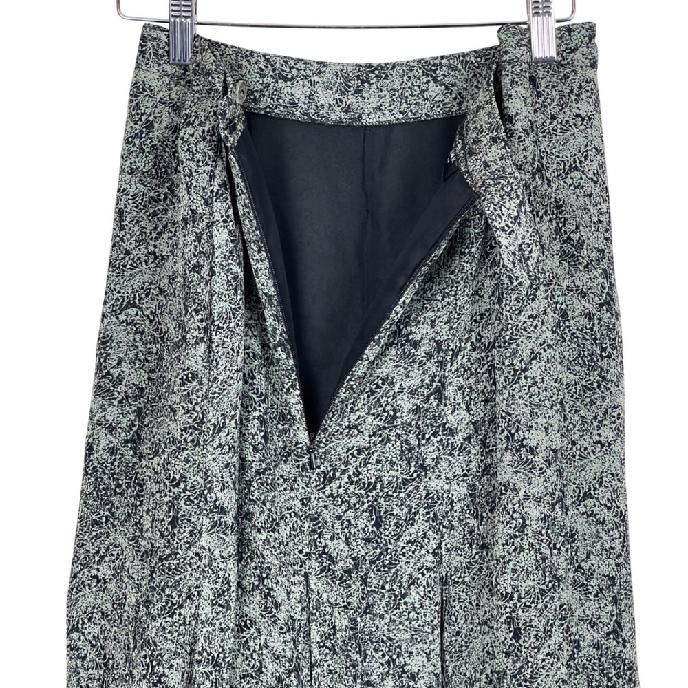 Jones New York Woman Green Black Silk Midi Skirt 18W Abstract Lined 100% Silk - Picture 6 of 16